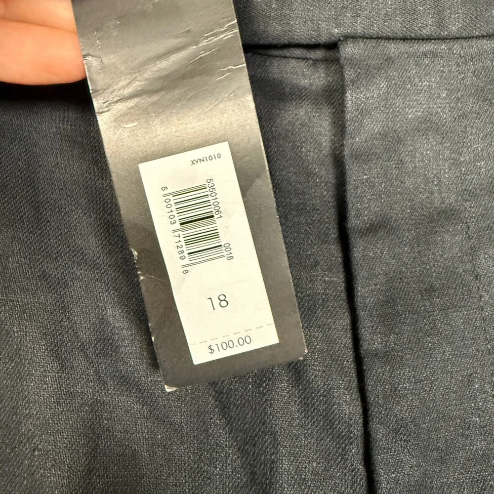 New Banana Republic Plus Size 18 Wide Leg Pants Black Linen Cotton Blend Stretch